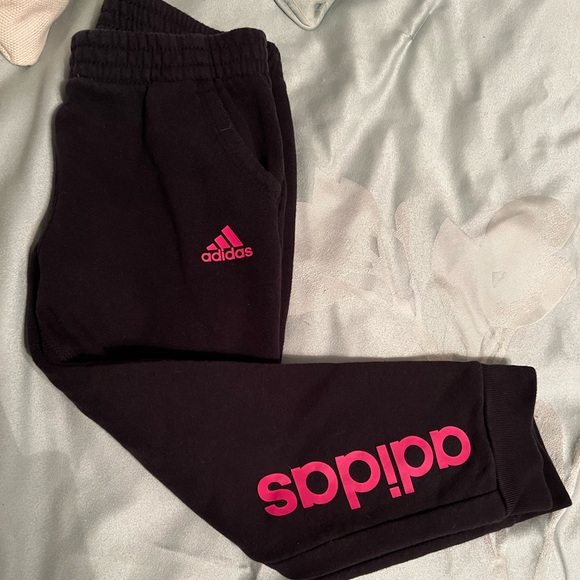 adidas Other - Adidas black sweatpant joggers with hot pink label size 5 girls